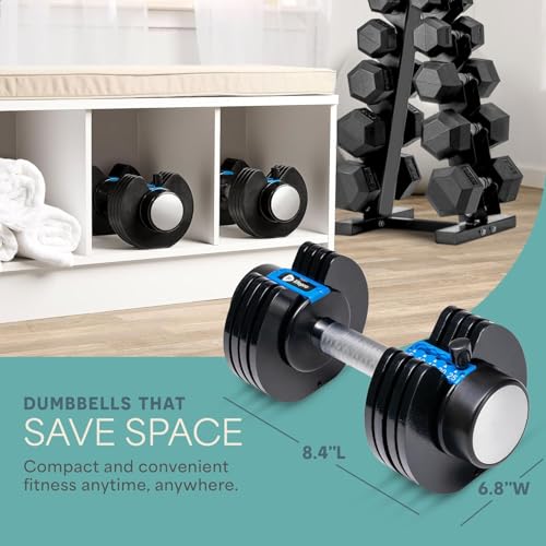 Adjustable Dumbbells Set - 5in1-15lb 25lb 43lb 55lb with Rack O905811
