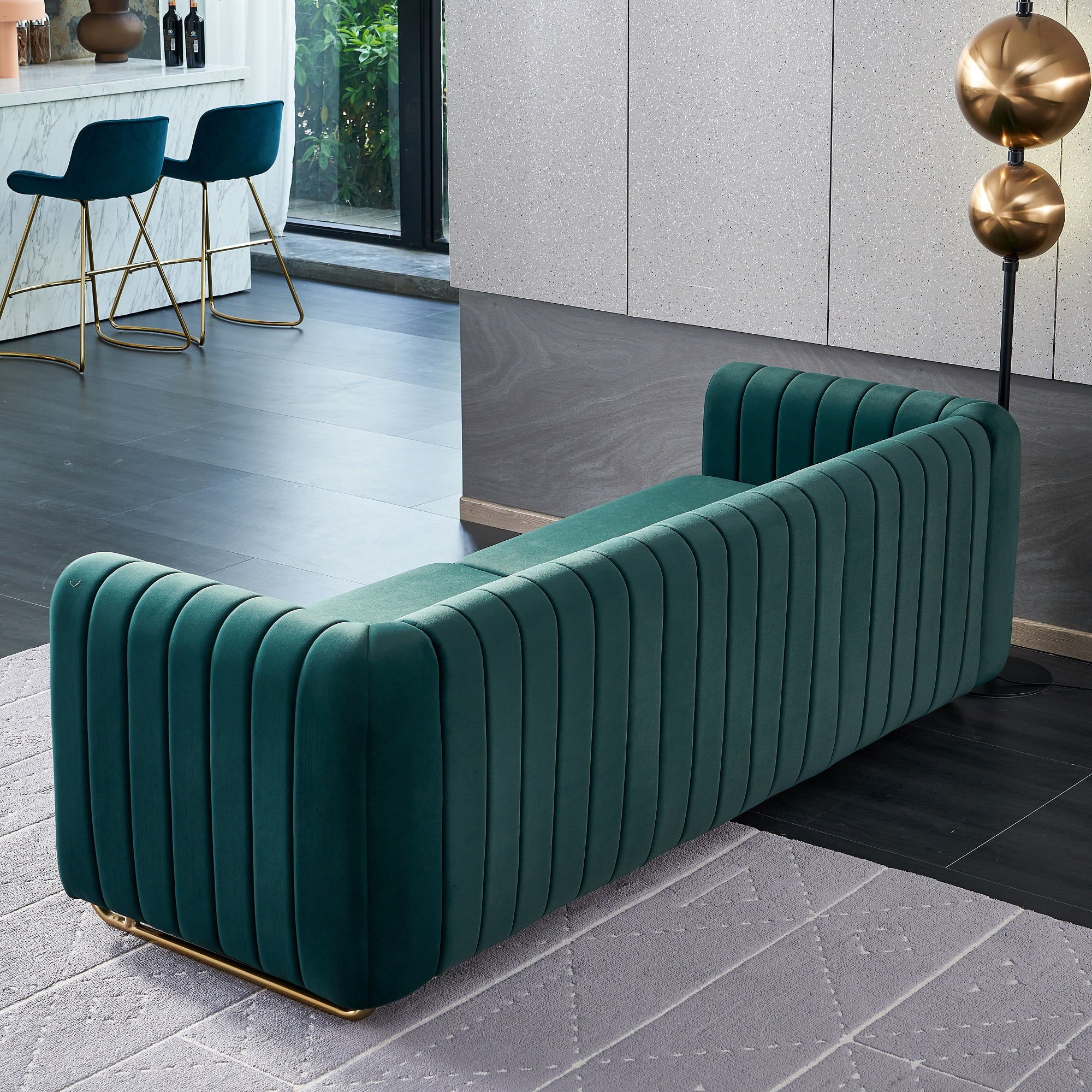 Green Velvet Sofa 84 inches H386978
