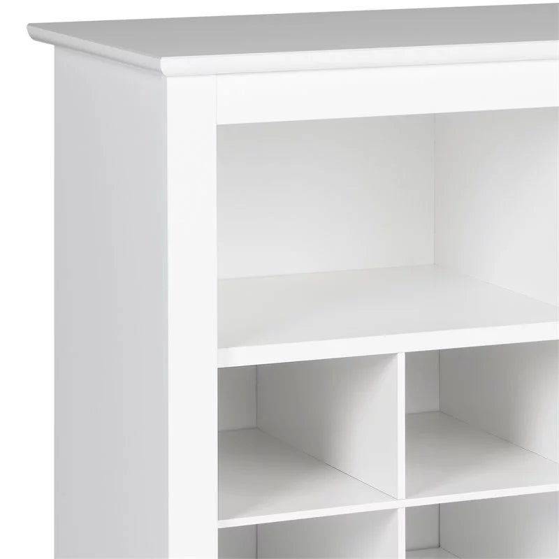 White 36 Cubby Engineered Wood Shoe Cubby Console T71387