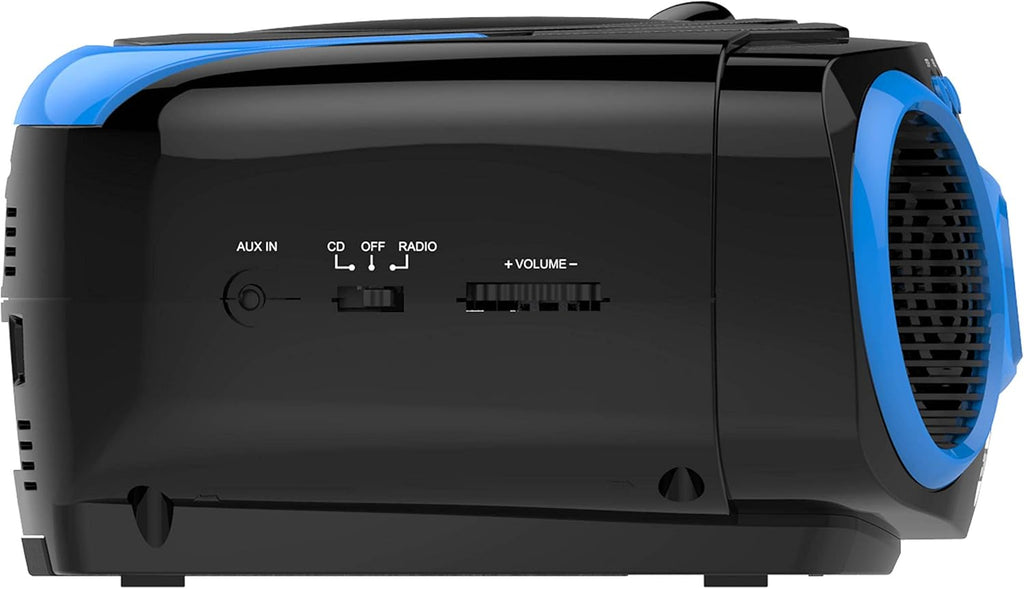 Blue Sport CD Boombox with AM/FM Radio and Aux Line-in J566