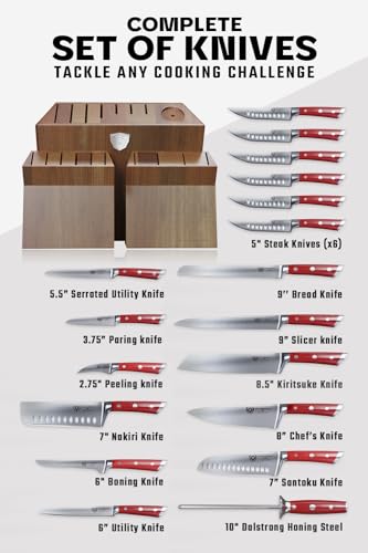 German HC Steel Knife Set Block with Wood Stand X6999