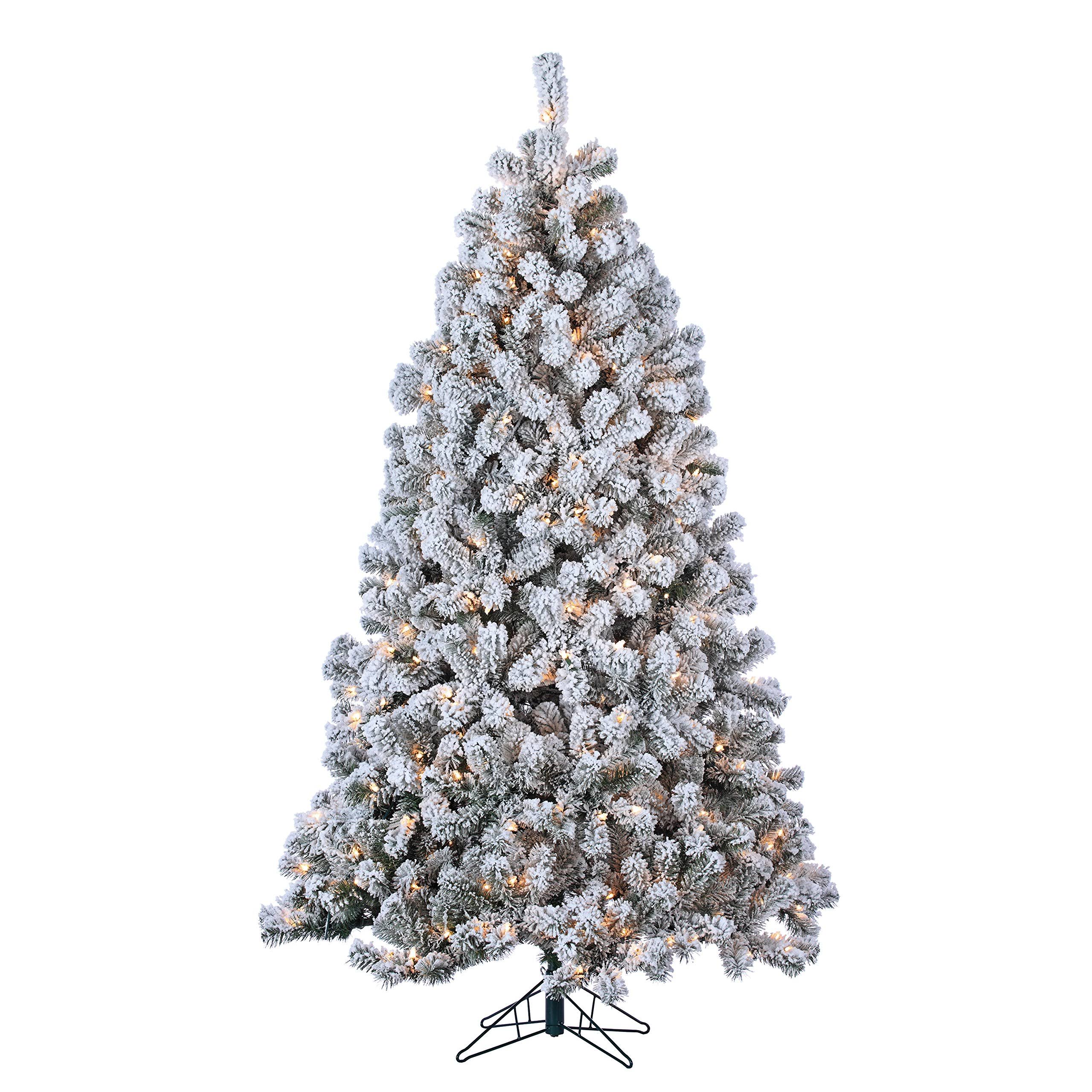 7ft Pre-Lit Flocked Pine with 500 Clear Lights Green X781