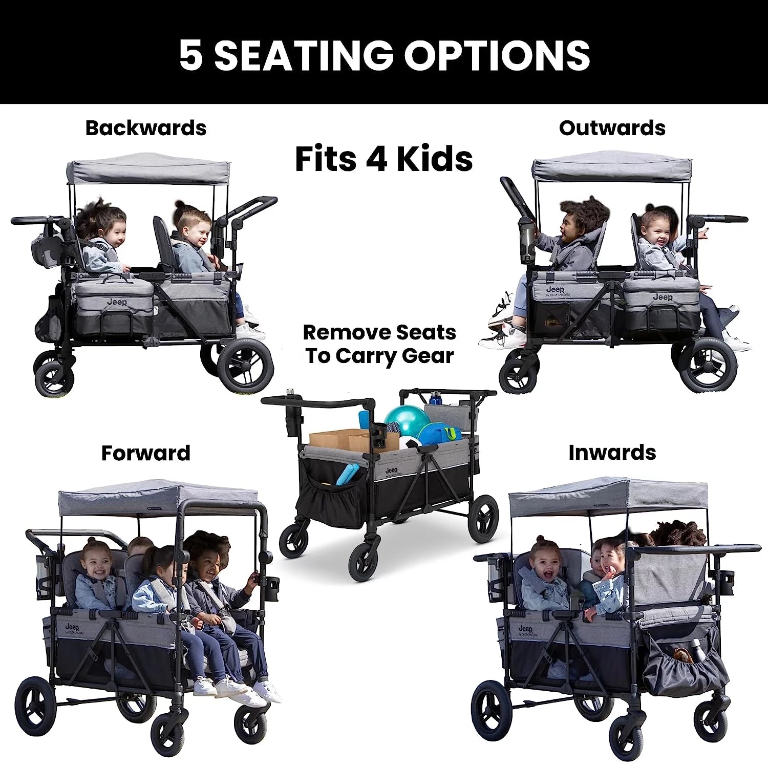 Grey 4 Seater Stroller Wagon E41733