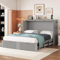 Gray Wood Murphy Bed with Storage Drawers N1485