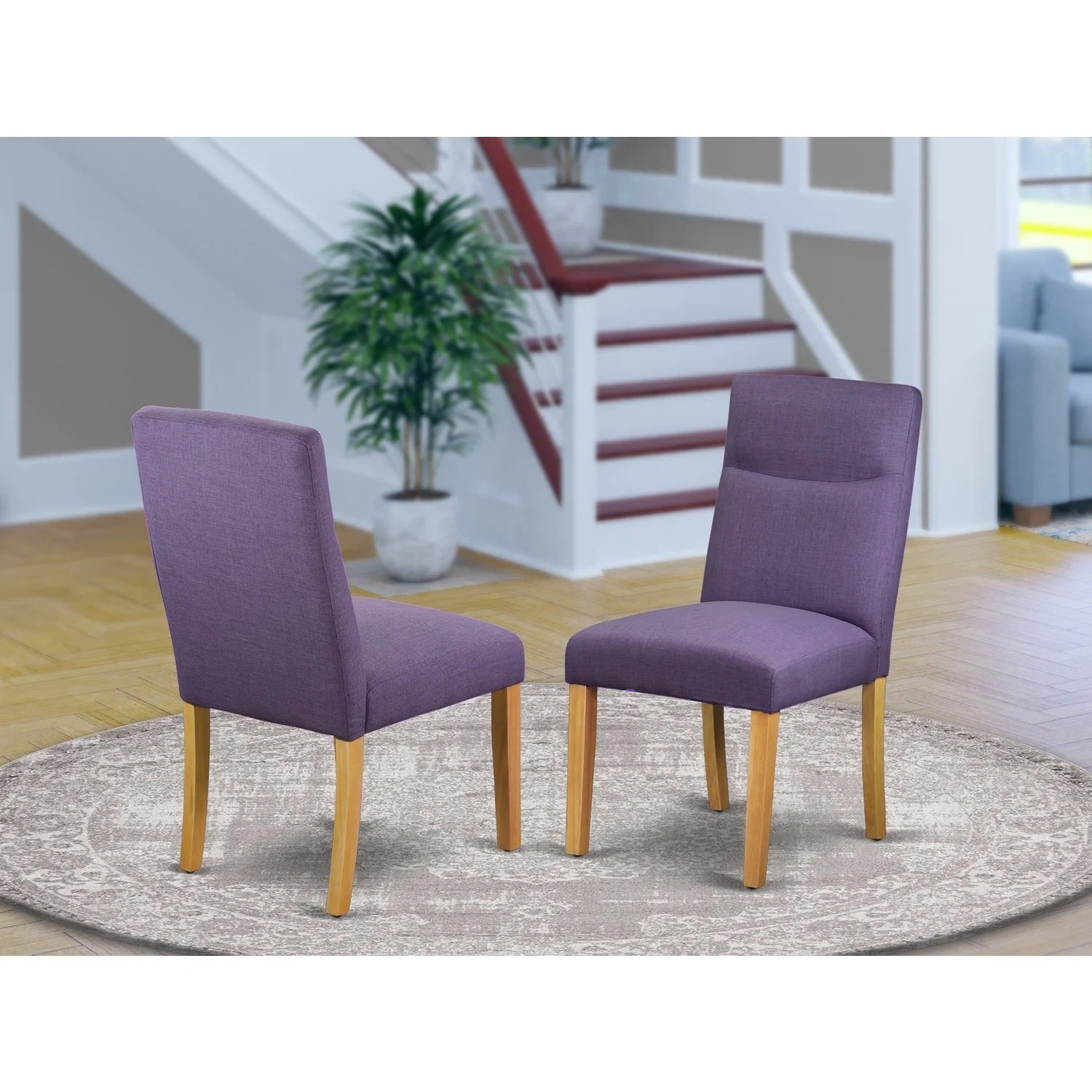 Set Of 2 Parson Chair With Oak Finish Leg And Linen Fabric N12637