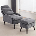 Beige Velvet Oversized Accent Chair with Ottoman T1758