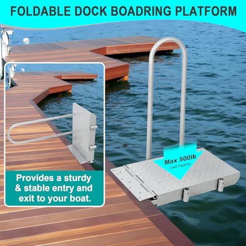 Silver Folding Dock Boarding Platform with Handrail M1220