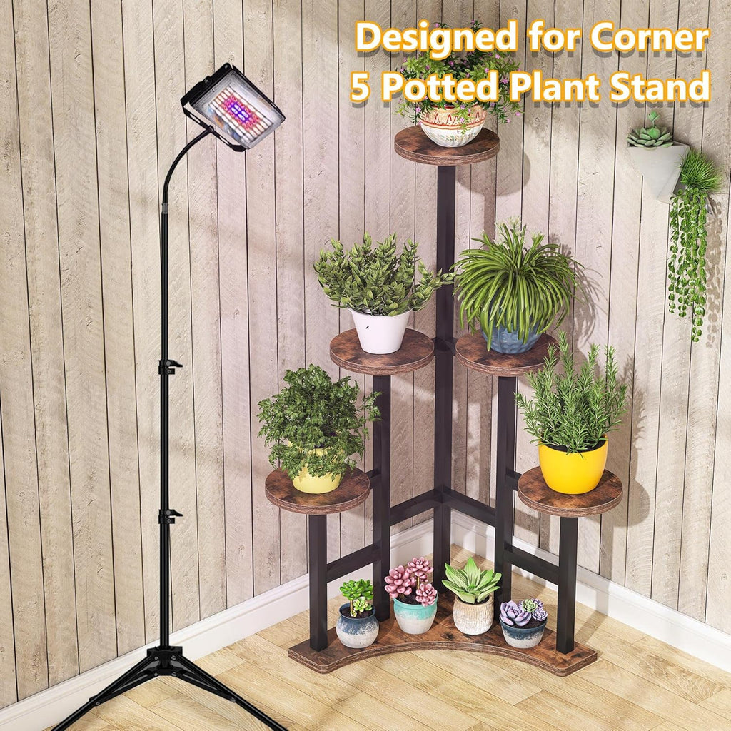 6 Tiered Corner Plant Stand Rustic Brown M98241
