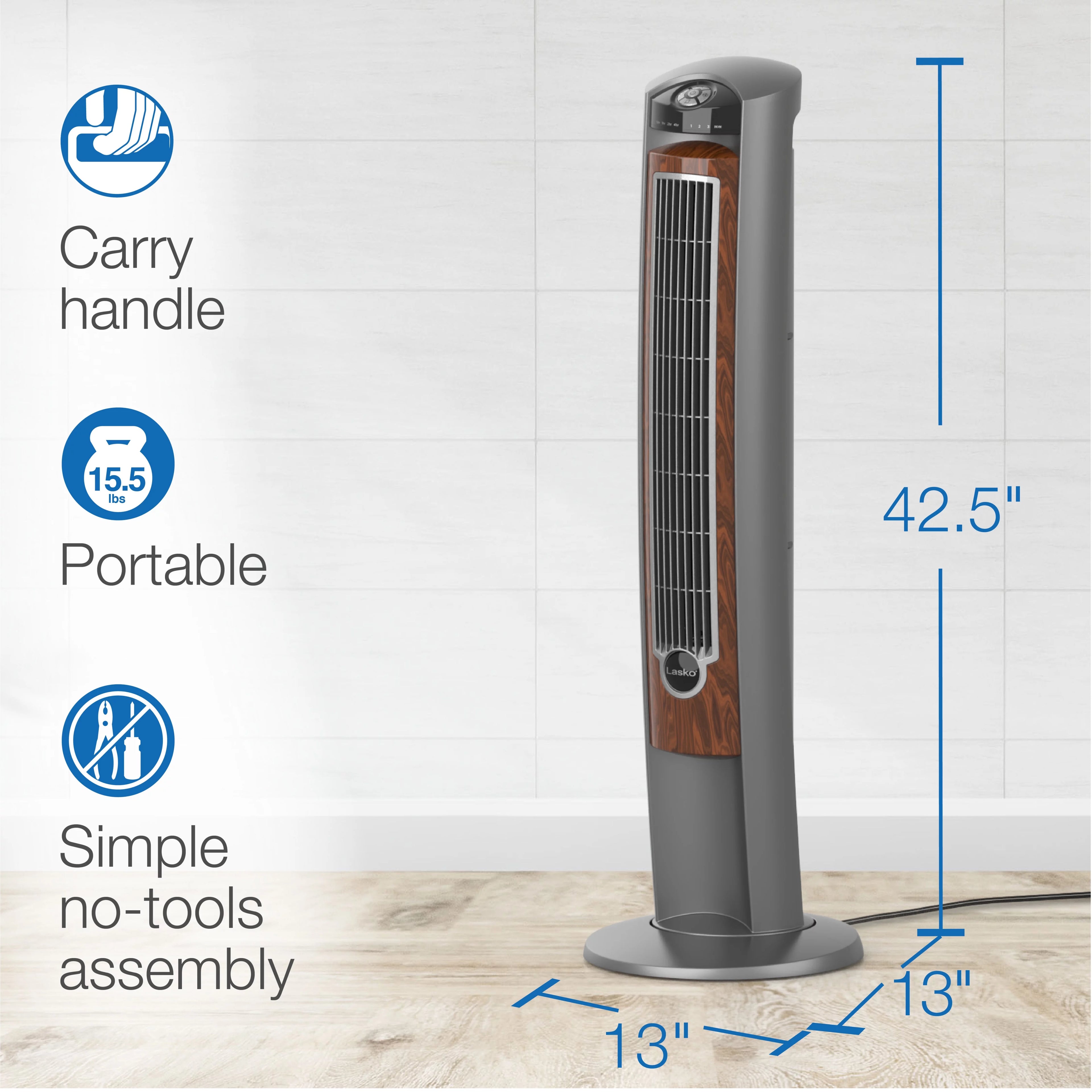 42 Wind Curve Tower Fan with Ionizer, Timer and Remote, Gray B341