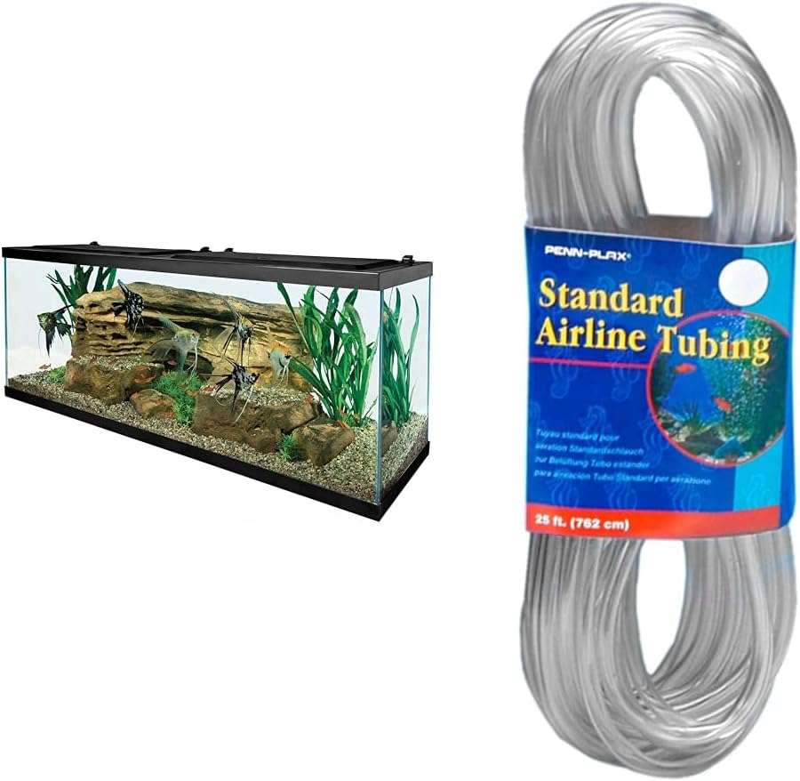 55 Gallon Aquarium Kit with Fish Tank, Fish Net, Fish Food, Filter, Heater and Water Conditioners M854509