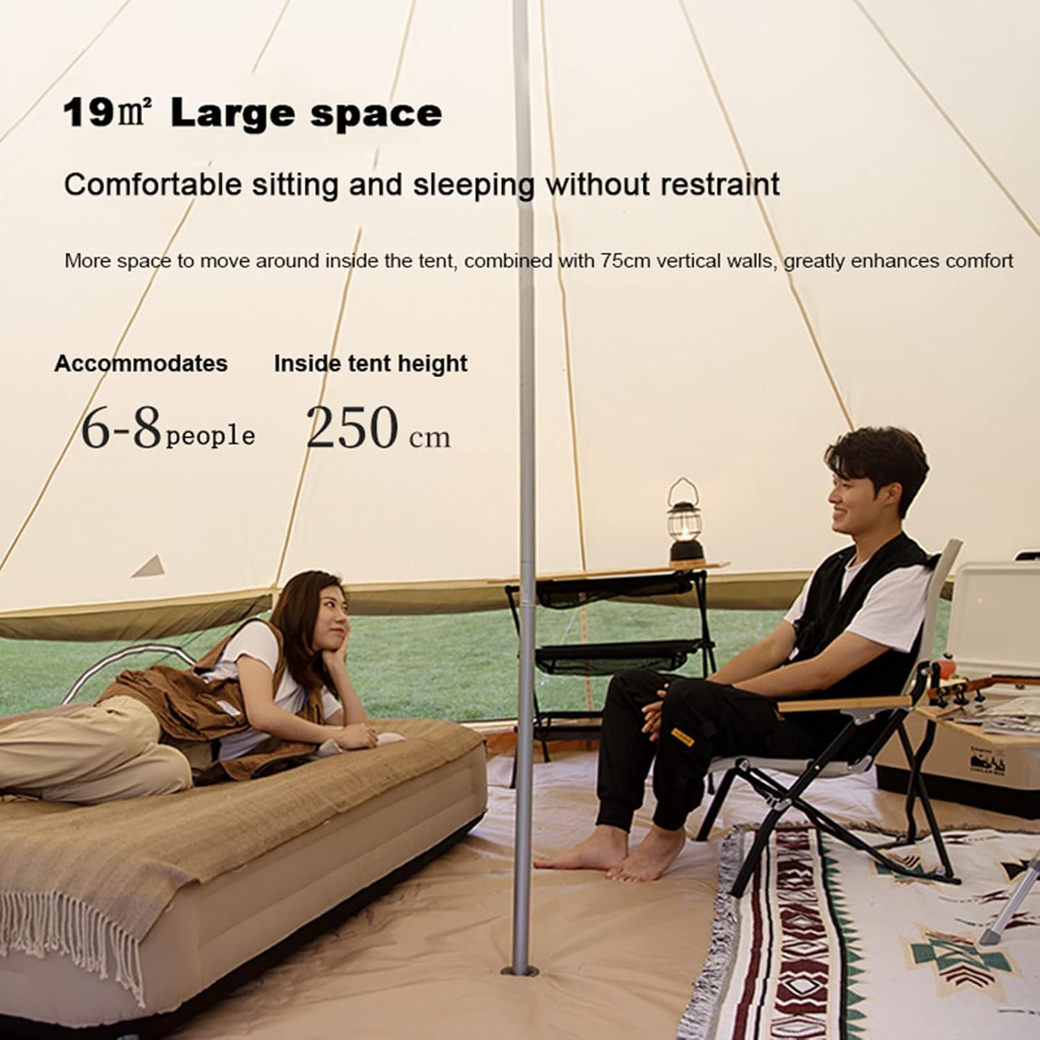 Canvas Bell Tent with Stove Jack, 4 Season Waterproof Tent X311888