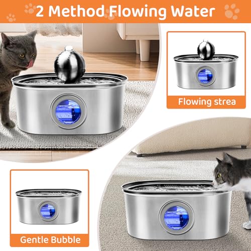 108oz/3.2L Stainless Steel Cat Water Fountain with Water Level Window I288401