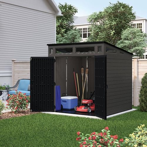 200 cu. ft. Peppercorn Resin Plastic Outdoor Storage Shed F876