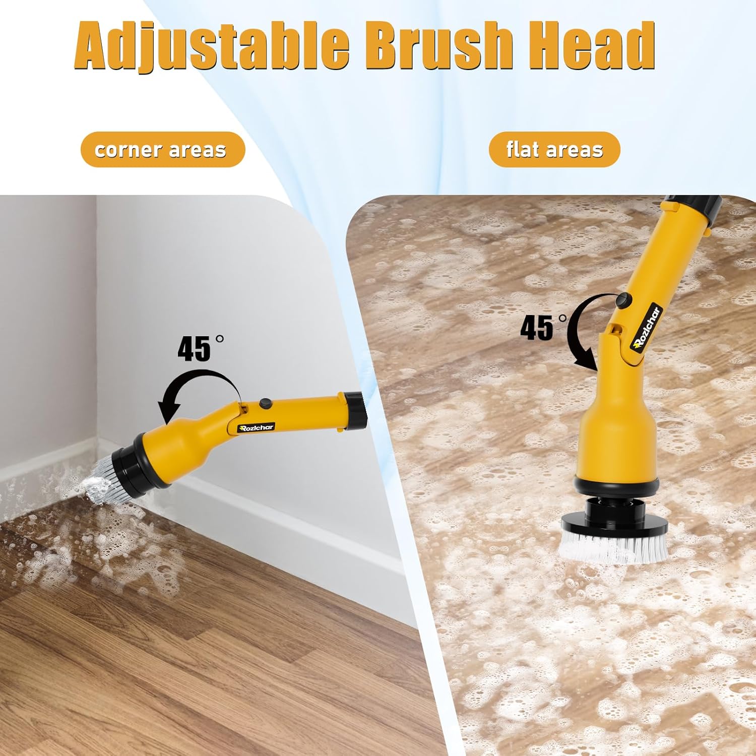 Cordless Power Spin Scrubber with Adjustable Extension Arm and 8 Replaceable Cleaning Heads O477