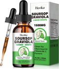 Soursop Graviola Liquid Drops 1500mg with Green Tea, Black Seed Oil, Turmeric, Natural-B Flavor 2 Fl Oz U188513