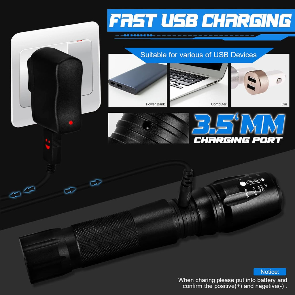 Rechargeable 5000 lumen LED Tactical Flashlight M956