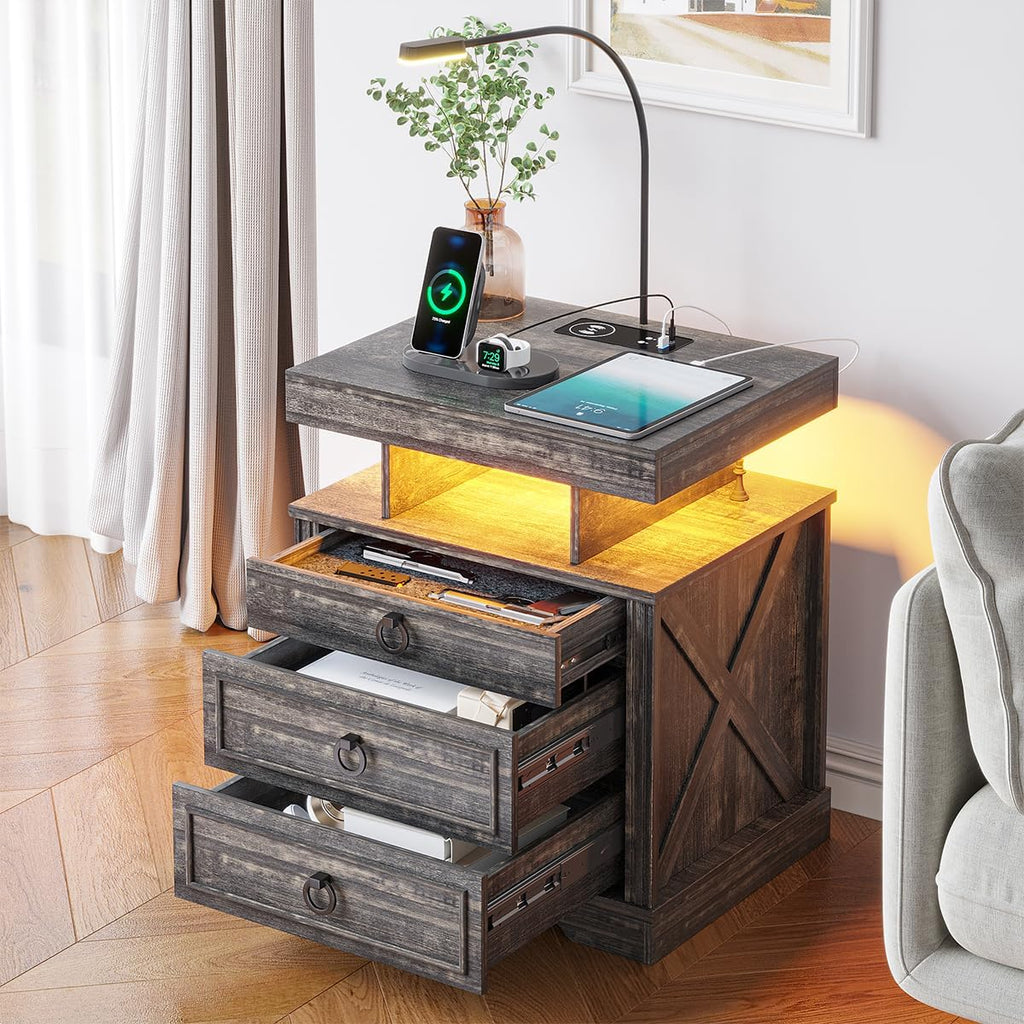 Rustic Brown Nightstand with 2 Drawers C3550