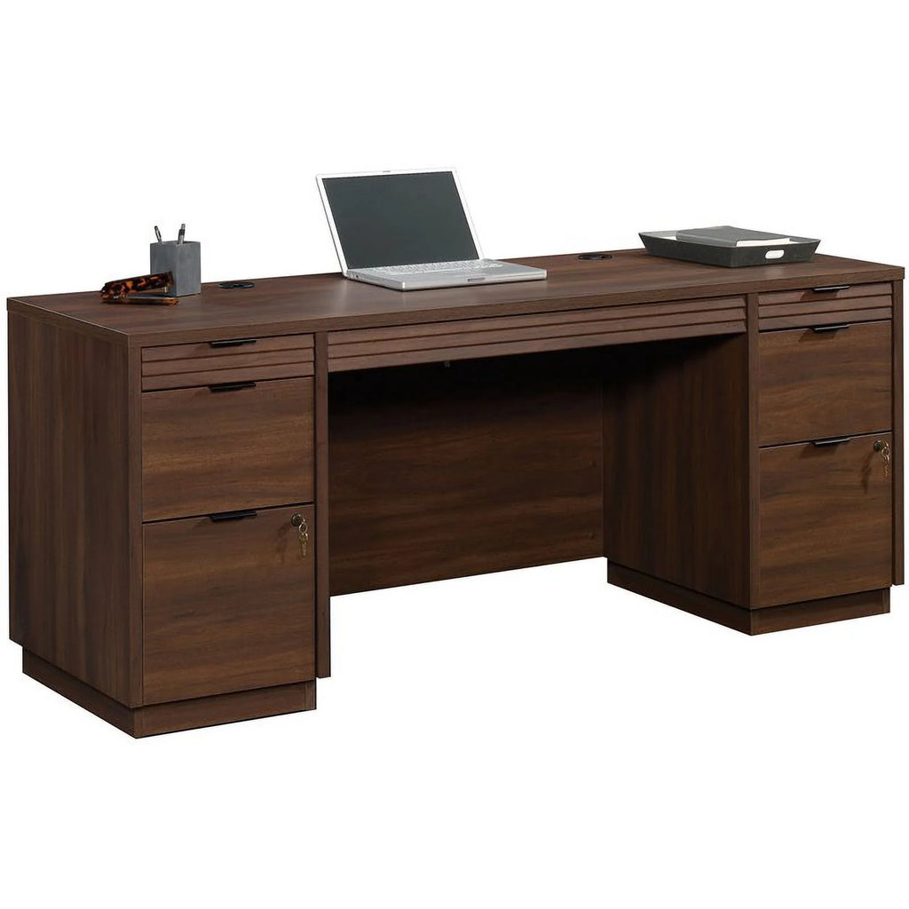 72" Wooden Computer Credenza Desk in Spiced Mahogany V43757