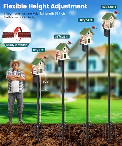 103 inch Heavy Duty Bird Feeder Pole with 5 Prongs Base F816