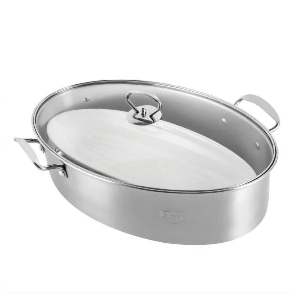 Stainless Steel Fish Steamer Pot with Glass Lid O29491