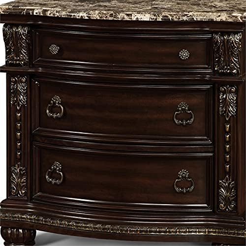 Brown Cherry Wood 3-Drawer Nightstand Y760