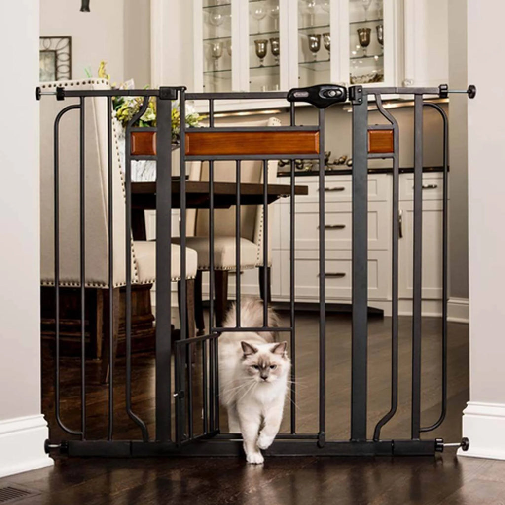 Black Extra Tall Gate with Small Pet Door L928114