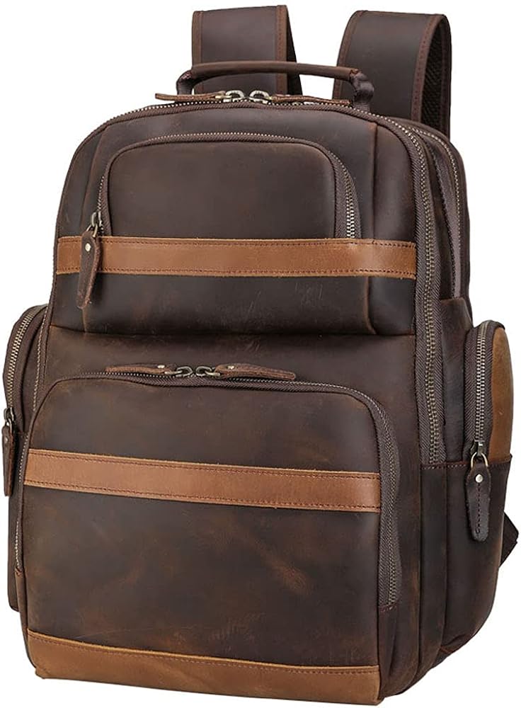 Men's Vintage Leather Backpack 15.6 Laptop Bag Large Capacity G509