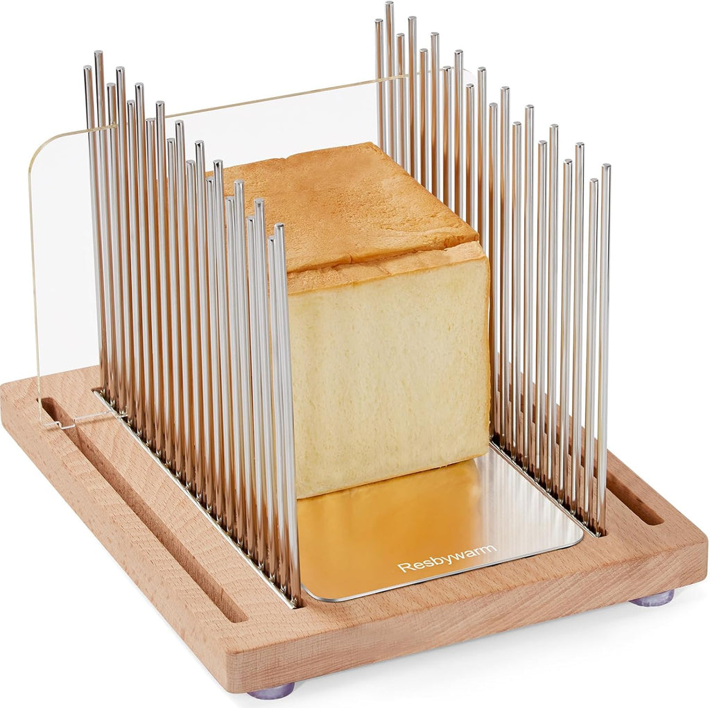 Stainless Steel Bread Slicer Guide with Beechwood Bread Cutting Board P5666