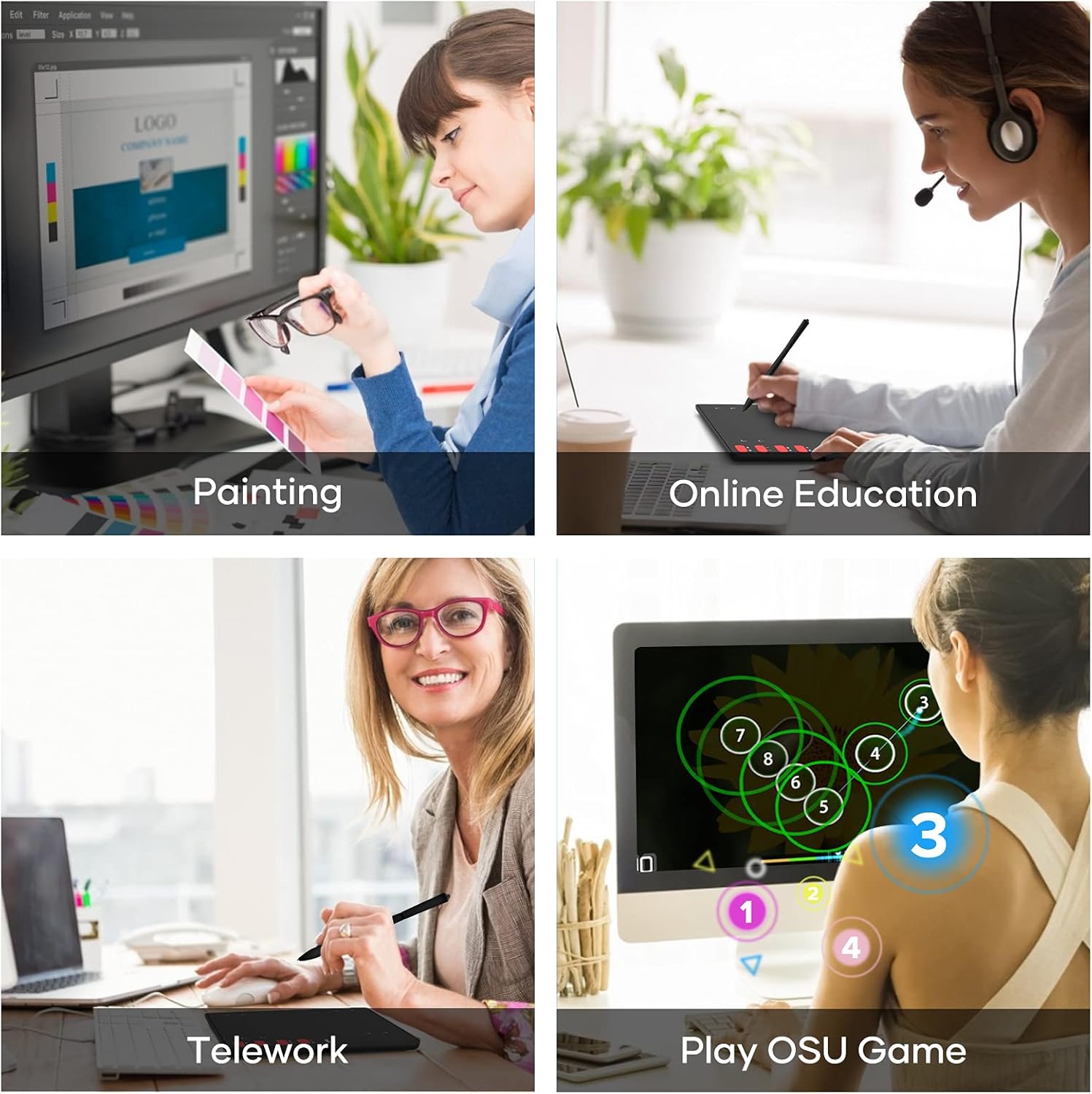 Graphics Drawing Tablet with 8 x 6 Inch Active Area, 8192 Level Battery-Free Pen and 8 Express Keys G5878