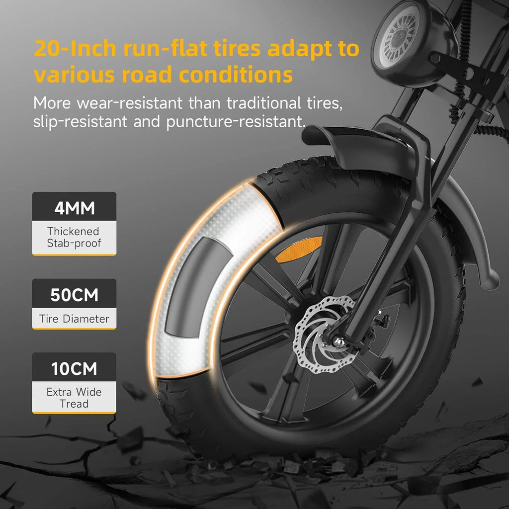 20" Fat Tire Electric Bike 1500W Motor 48V 18AH Removable Battery C717