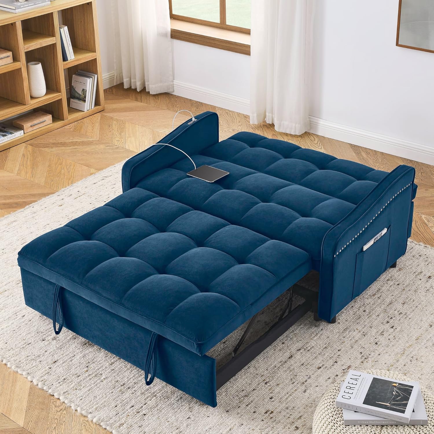 Convertible Sleeper Sofa Couch with Pull Out Bed E4472