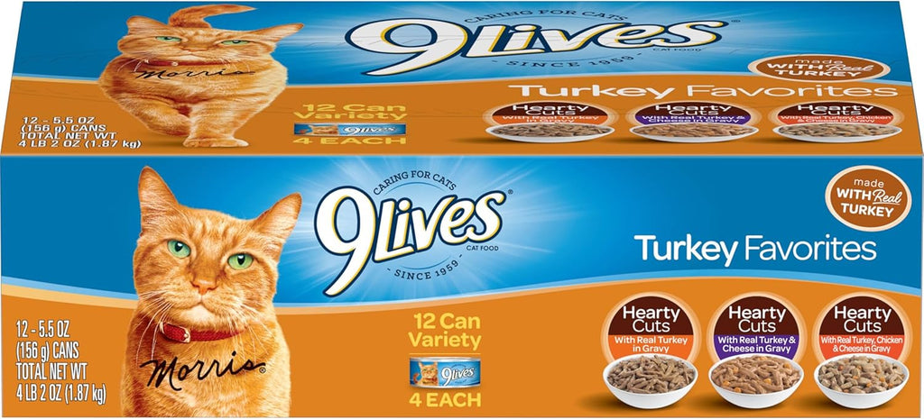 Turkey Favorites Variety Pack Wet Cat Food, 5.5-Ounce Can, Pack of 12 G81895