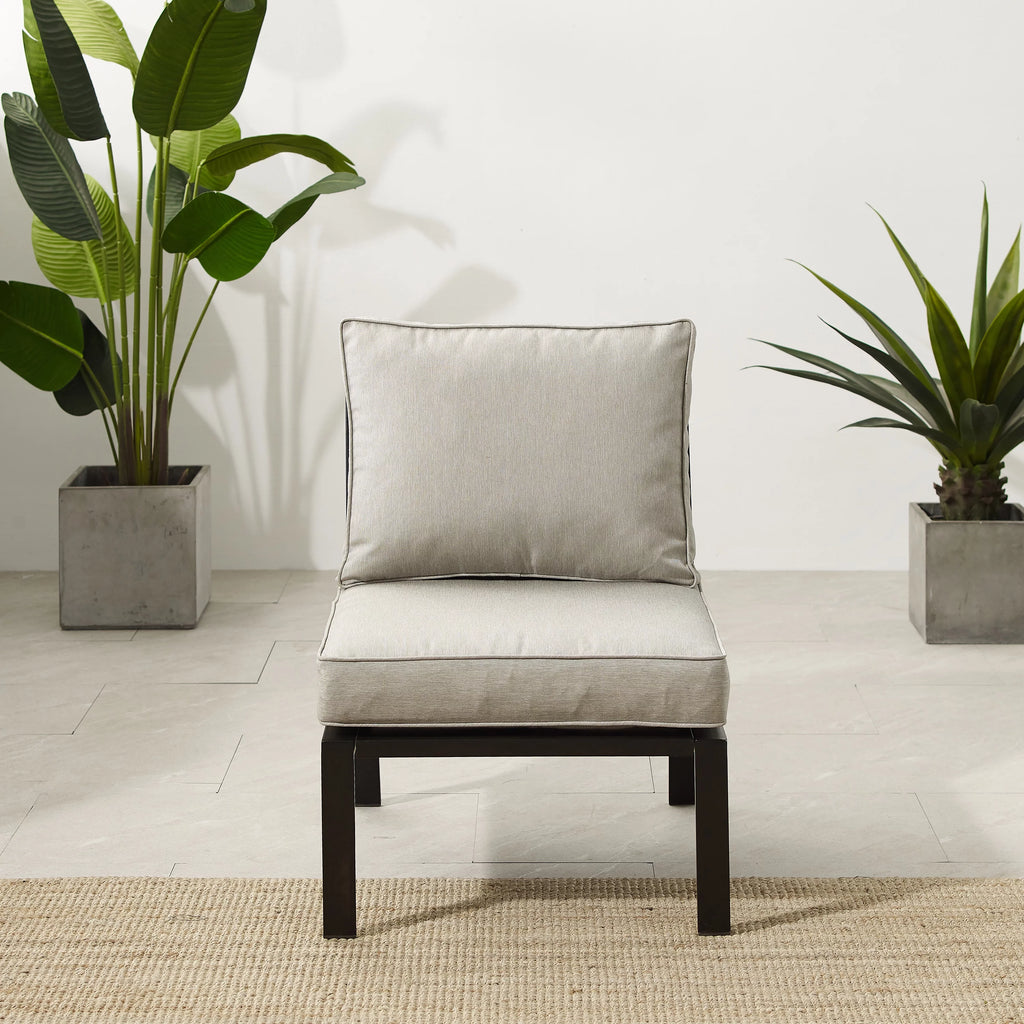 Outdoor Metal Sectional Center Chair Taupe Matte Black D93873