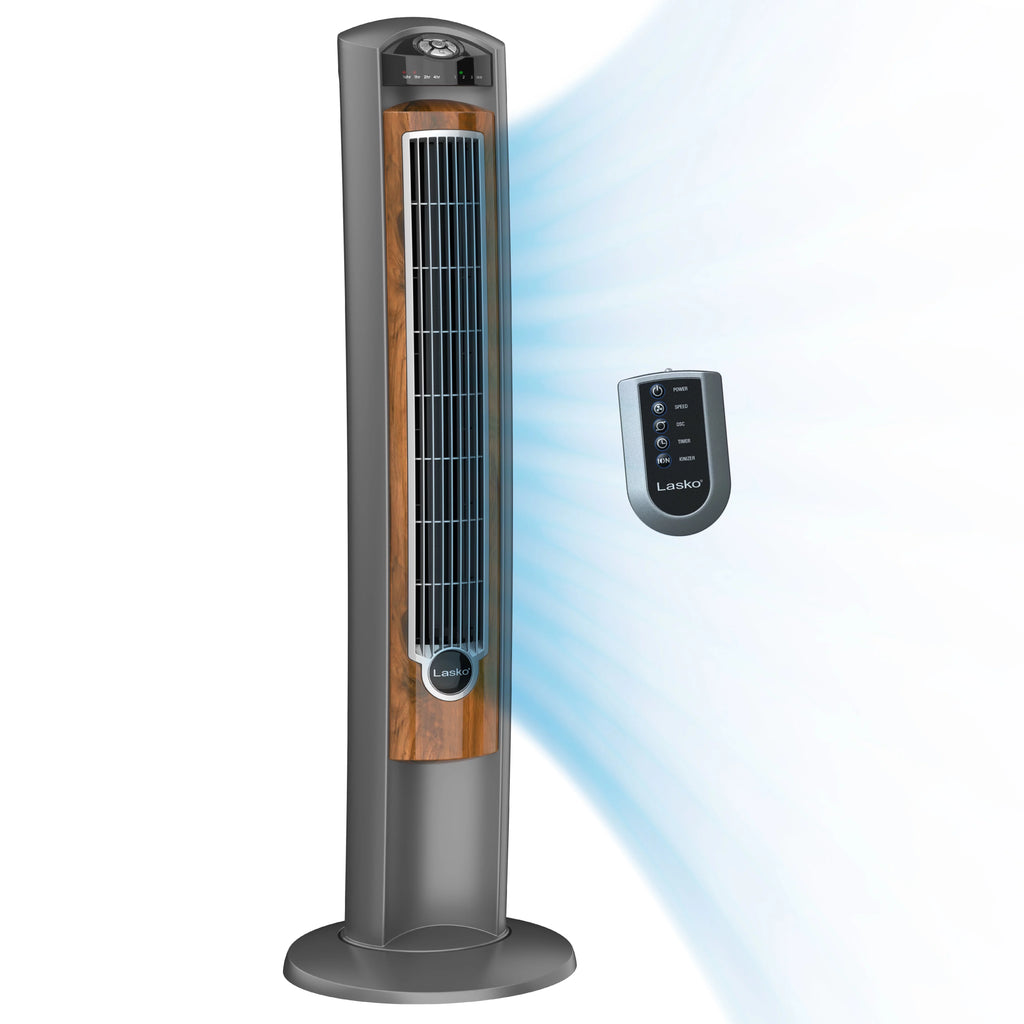 42 Wind Curve Tower Fan with Ionizer, Timer and Remote, Gray B341