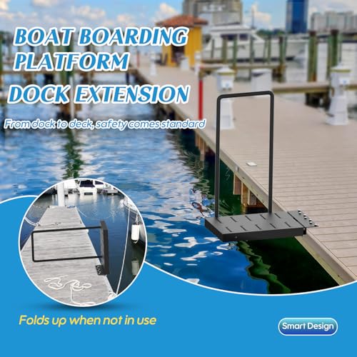 Black Metal Dock Boarding Platform with Safety Handrail M42782
