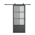 Black Glass Steel Single Barn Door Z47184