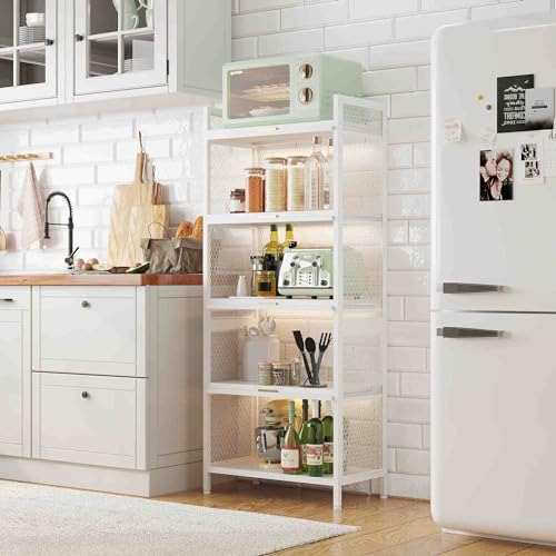 White 5 Shelf Cabinet with Door and Shelves C41757