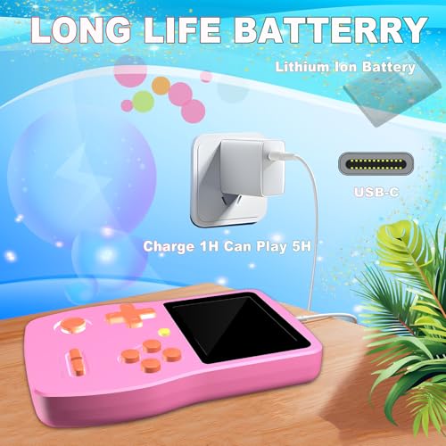 32 Bit Handheld Games with 139 Video Games 3.0 Inches IPS Screen Rechargeable Gaming Device (Blue) W133