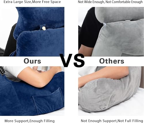 Extra Large 31" Bed Rest Pillow with Detachable Neck Roll R984404
