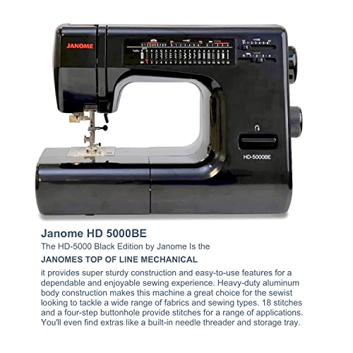 Heavy-Duty Sewing Machine with Aluminum Body, 18 Stitches, Free Arm, Built-In Needle Threader A68289