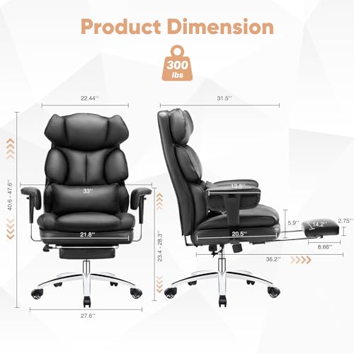 Black PU Leather High Back Desk Chair with Footrest F271923