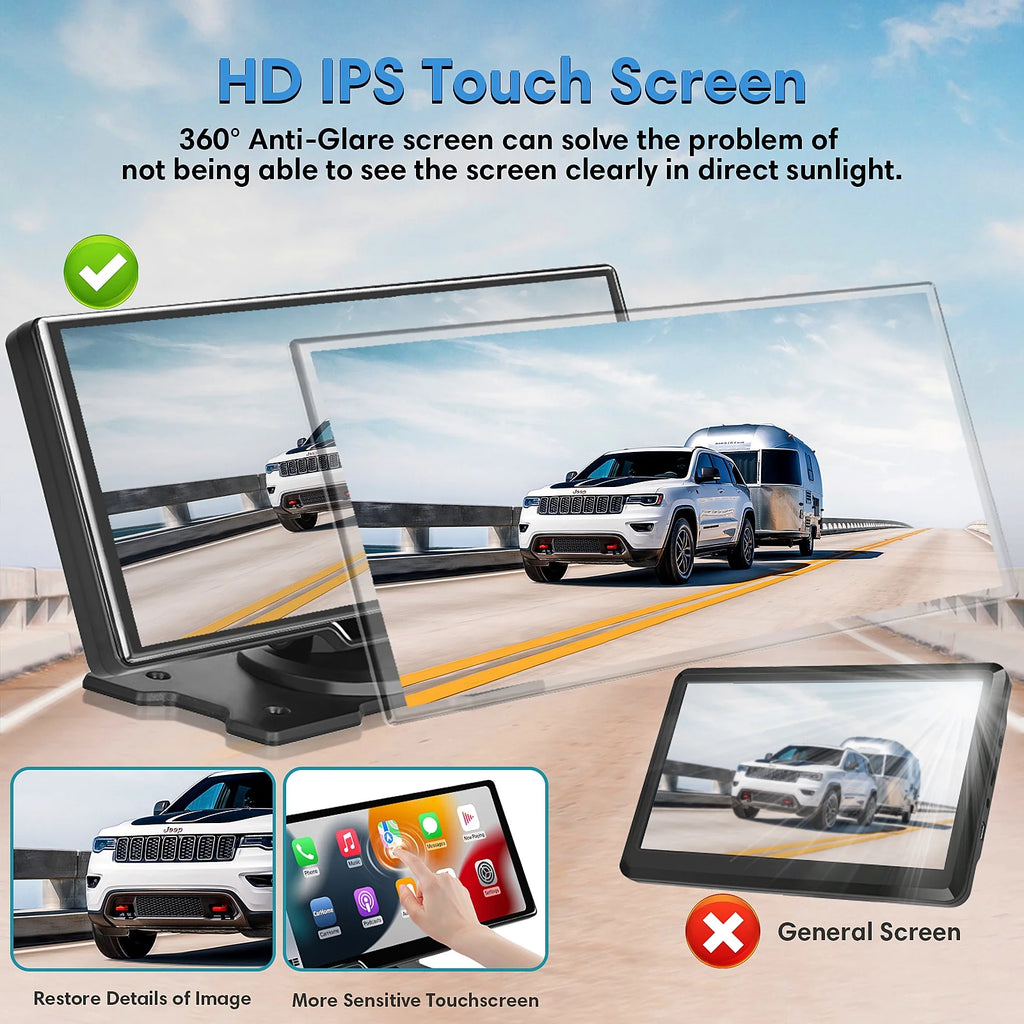 9.3" Portable Car Stereo with 2.5K Dash Cam and 64G SD Card Y2039