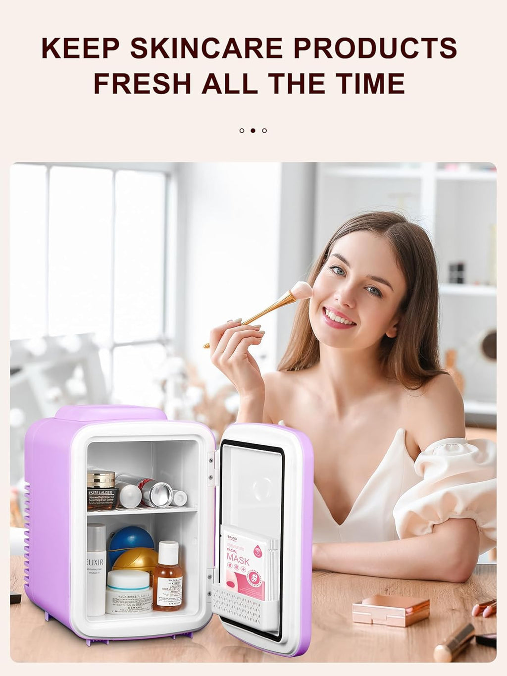 3.7 Liter 6 Can Portable Cooler Warmer Personal Refrigerator Freon-Free Purple F463066