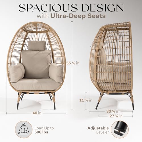 Black Wicker Egg Chair with Cushion D356