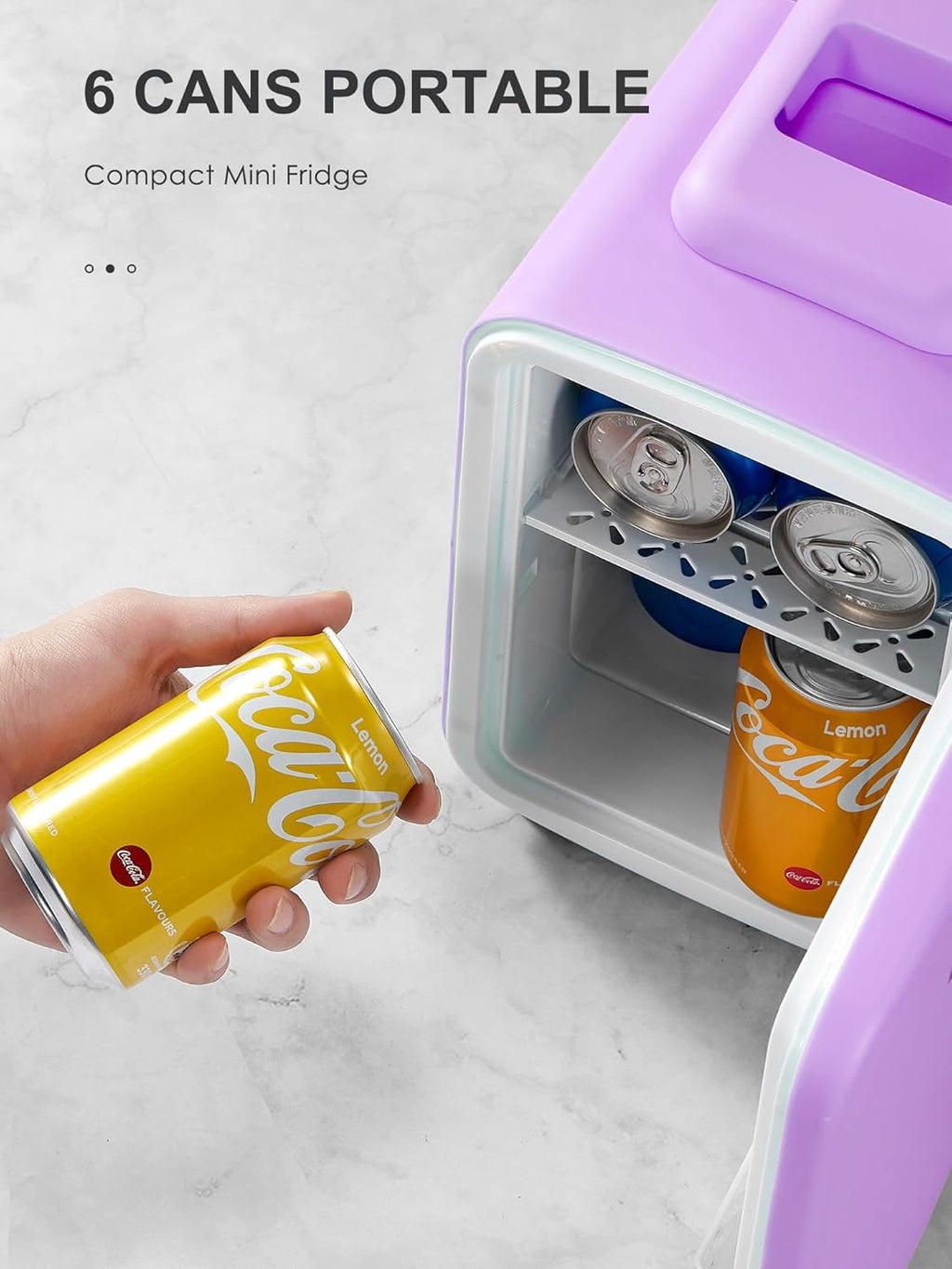 3.7 Liter 6 Can Portable Cooler Warmer Personal Refrigerator Freon-Free Purple F463066