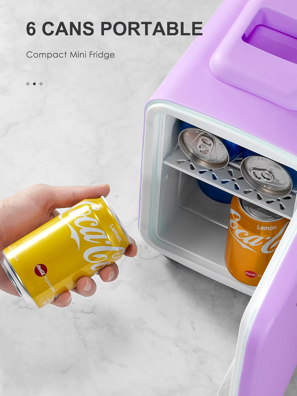 3.7 Liter 6 Can Portable Cooler Warmer Personal Refrigerator Freon-Free Purple F463066