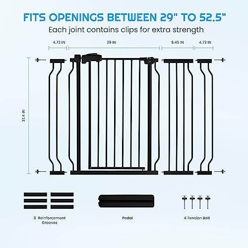 Black Metal Baby Gate with Walk-Thru Auto Close B222826