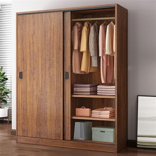 Solid Wood Wardrobe Closet Armoire Sliding Door Storage Cabinet 63" L x 18" W x 71" H V6546