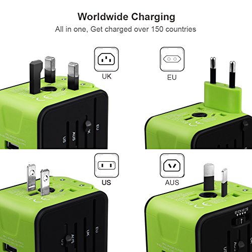 Universal Travel Adapter with UK/US/AUS/EU Plugs and Socket E304