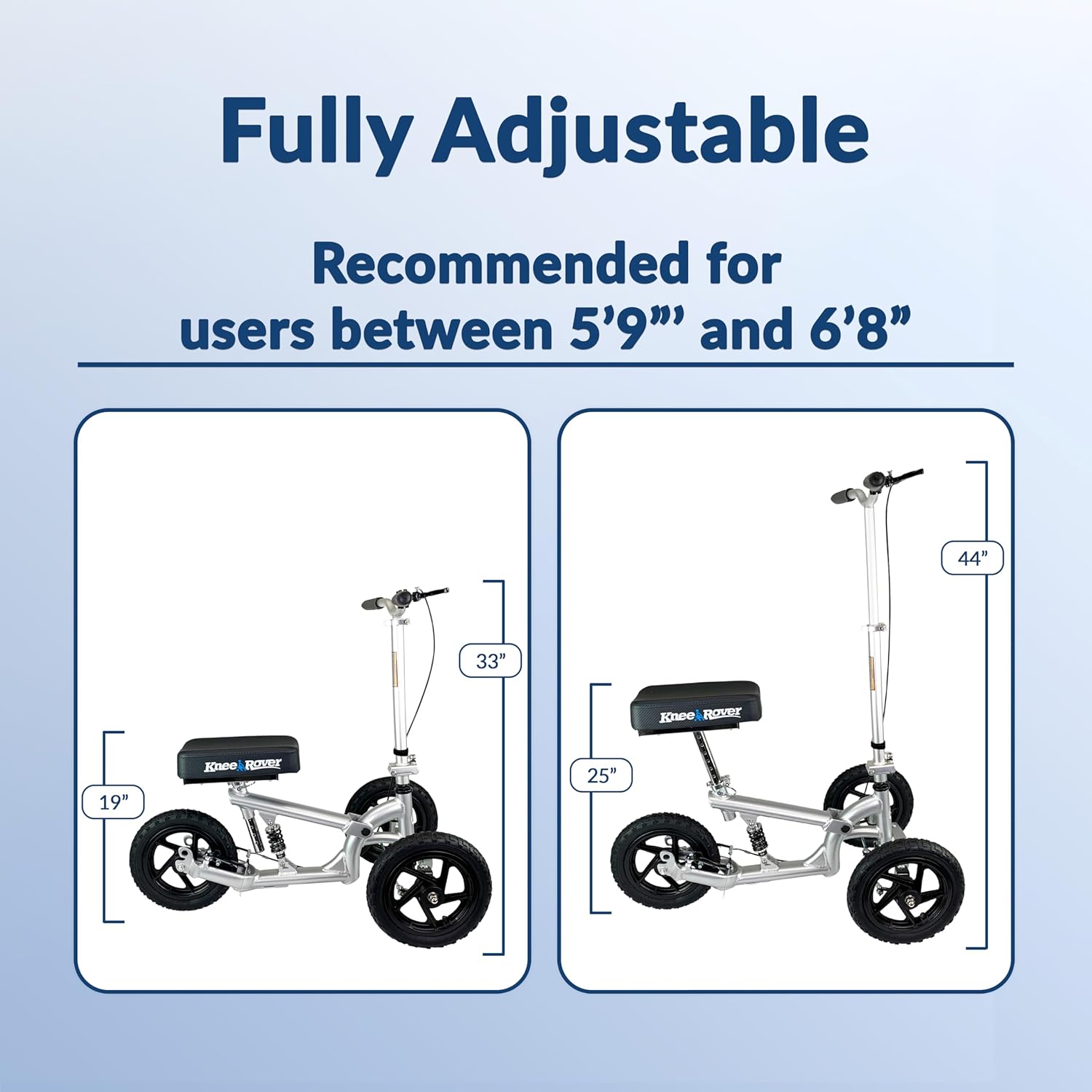 Silver All Terrain Knee Scooter with Shock Absorber U67207